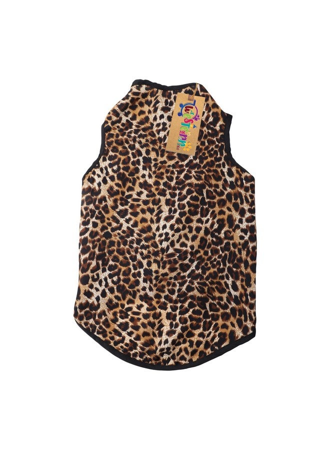 ويستيرن إرا تي شيرت كلاب من القطن الناعم الرائع، ملابس كلاب مريحة، سترة بدون أكمام، ملابس للكلاب (طبعة جلد النمر) (صغير جدًا - 10 بوصات) - Image 5