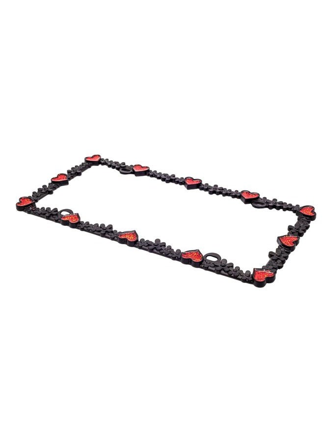 creathome 3D Shining Daisy Heart License Plate Frame from Pure Zinc Alloy Metal Perfect Plate Holder, Matt Black with Red Glitter, Luminously Heart - Image 4