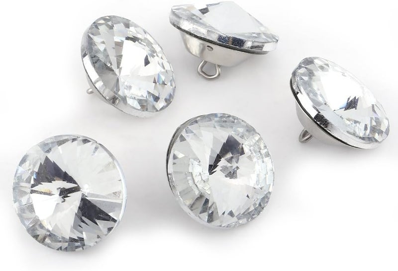 كلاراكو أزرار تنجيد كريستالية 50 قطعة 0.79 بوصة أزرار دائرية شفافة مرصعة بأحجار الراين مع معدن Lklarako لألواح رأس سرير الأريكة والأثاث والخياطة الزخرفية DIY (50 قطعة 20 مم) - Image 1