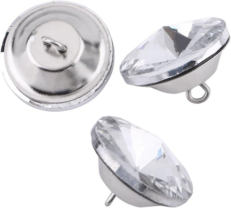 كلاراكو أزرار تنجيد كريستالية 50 قطعة 0.79 بوصة أزرار دائرية شفافة مرصعة بأحجار الراين مع معدن Lklarako لألواح رأس سرير الأريكة والأثاث والخياطة الزخرفية DIY (50 قطعة 20 مم) - Image 3