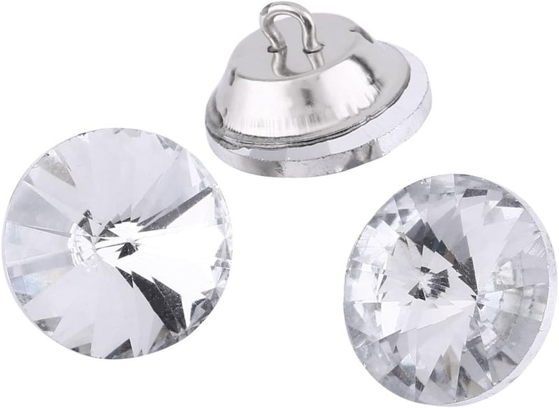 كلاراكو أزرار تنجيد كريستالية 50 قطعة 0.79 بوصة أزرار دائرية شفافة مرصعة بأحجار الراين مع معدن Lklarako لألواح رأس سرير الأريكة والأثاث والخياطة الزخرفية DIY (50 قطعة 20 مم) - Image 2