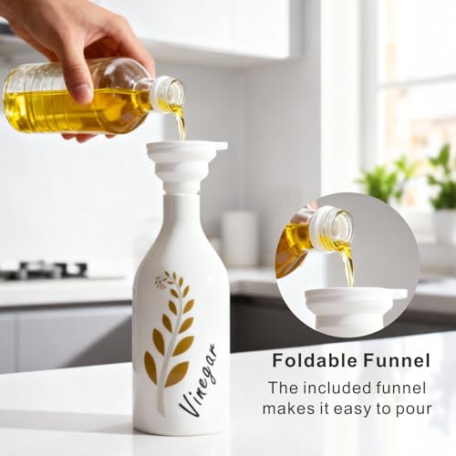 Satu Brown Oil and Vinegar Dispenser with Spout Set of 2, 13.5oz Olive Oil Dispenser Bottle for Kitchen Leakproof Oil Containers with Stainless Steel Pourer Suitable for Oil, Vinegar, Soy Sauce - Image 3