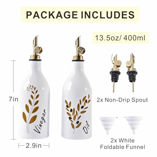 Satu Brown Oil and Vinegar Dispenser with Spout Set of 2, 13.5oz Olive Oil Dispenser Bottle for Kitchen Leakproof Oil Containers with Stainless Steel Pourer Suitable for Oil, Vinegar, Soy Sauce - Image 4