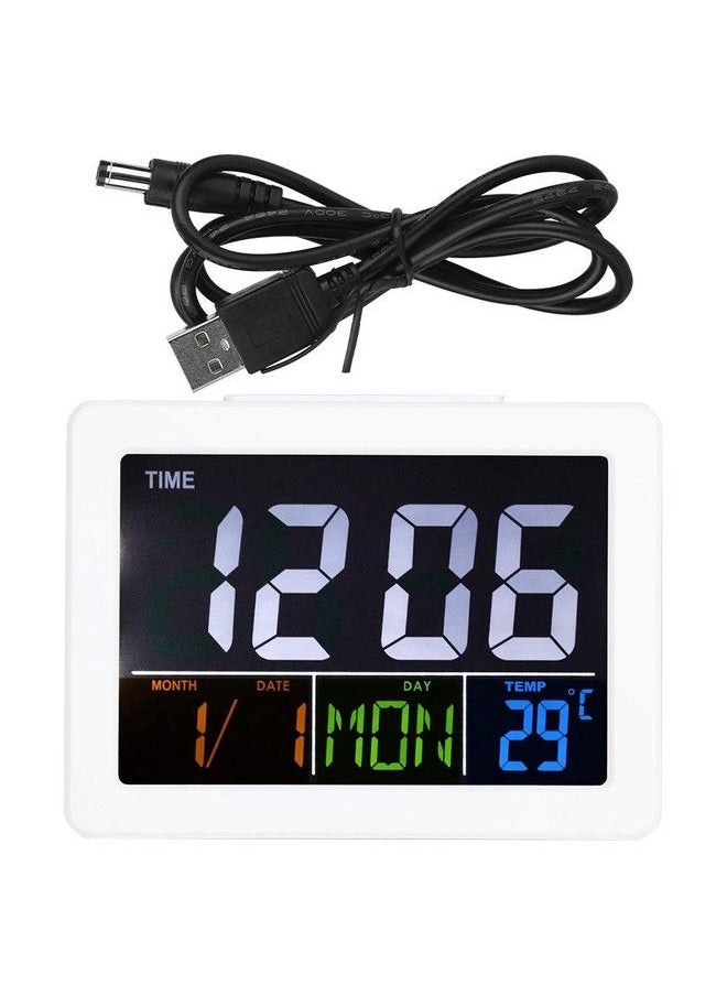 TOPINCN - Lcd Digital Alarm Clock Digital Travel Alarm Clock Digital Calendar Alarm Day Clock For Bedroom Dementia Sudent Memory Loss - Image 1