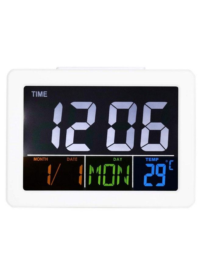 TOPINCN - Lcd Digital Alarm Clock Digital Travel Alarm Clock Digital Calendar Alarm Day Clock For Bedroom Dementia Sudent Memory Loss - Image 1