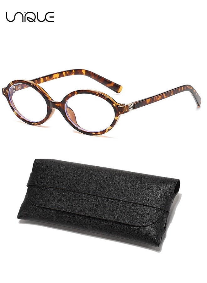 Unique Glasses - Blue Light Blocking Glasses - Non-Myopic Glasses - Oval Glasses - Women's Men's Computer Reading/Gaming/TV/Mobile Phone Glasses - Anti-Eye Fatigue - Ultralight PC Fashion Glasses - With Glasses Case - Image 1