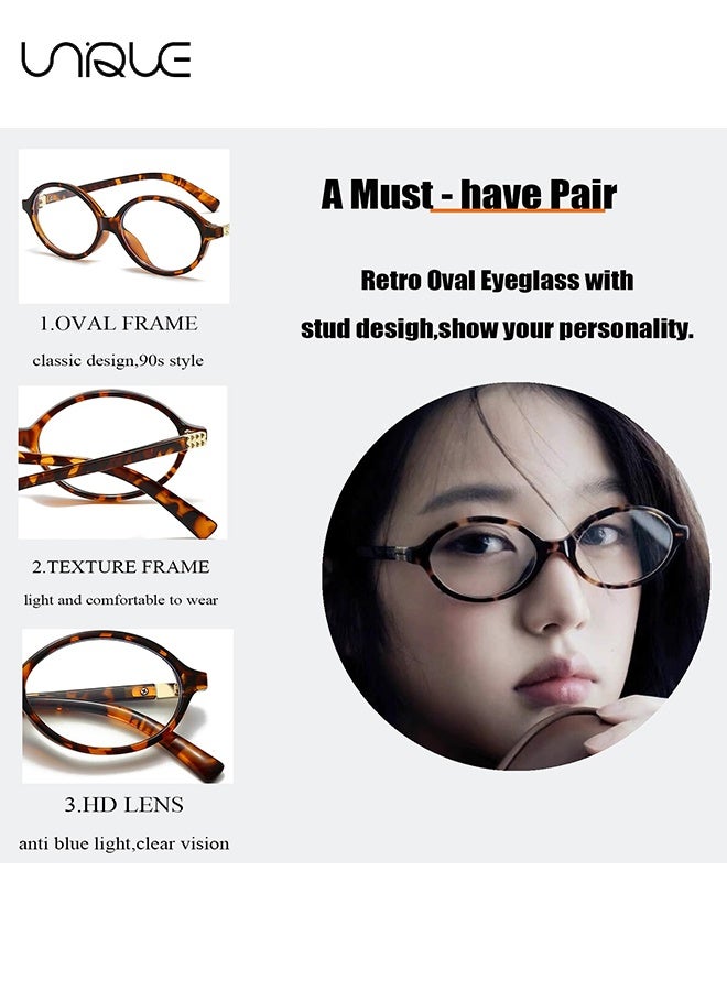 Unique Glasses - Blue Light Blocking Glasses - Non-Myopic Glasses - Oval Glasses - Women's Men's Computer Reading/Gaming/TV/Mobile Phone Glasses - Anti-Eye Fatigue - Ultralight PC Fashion Glasses - With Glasses Case - Image 5