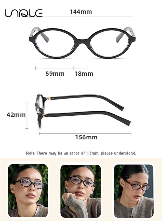 Unique Glasses - Blue Light Blocking Glasses - Non-Myopic Glasses - Oval Glasses - Women's Men's Computer Reading/Gaming/TV/Mobile Phone Glasses - Anti-Eye Fatigue - Ultralight PC Fashion Glasses - With Glasses Case - Image 2