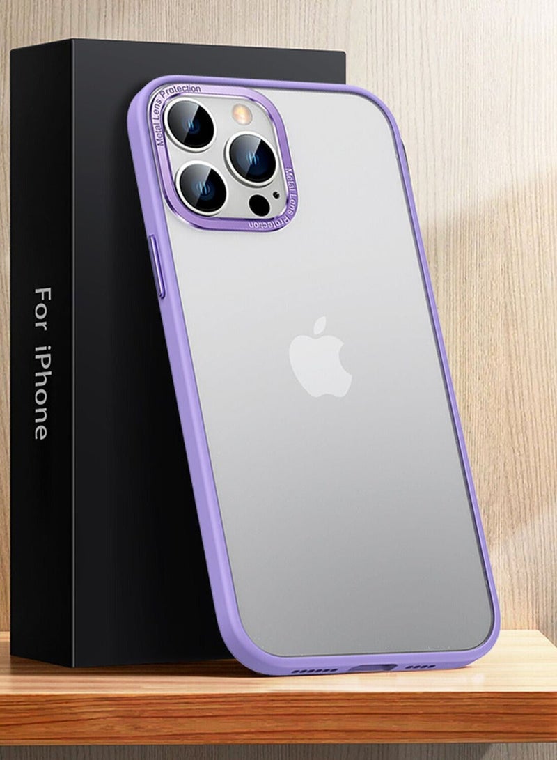 Color Fans Case for iPhone 12 Pro Max Shockproof Metal Lens Frame Clear Matte Cover Purple - Image 2