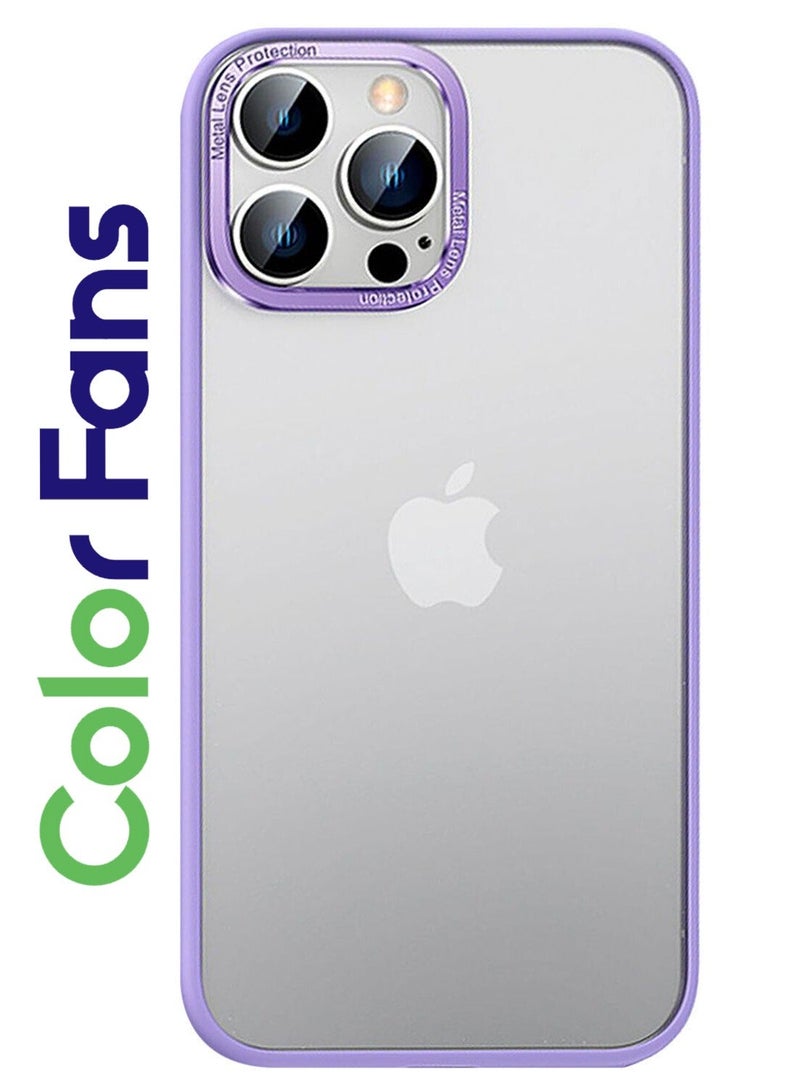 Color Fans Case for iPhone 12 Pro Max Shockproof Metal Lens Frame Clear Matte Cover Purple - Image 1