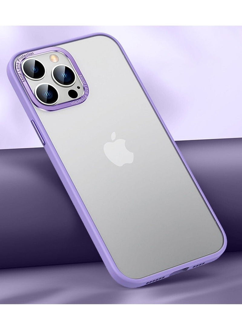 Color Fans Case for iPhone 12 Pro Max Shockproof Metal Lens Frame Clear Matte Cover Purple - Image 3