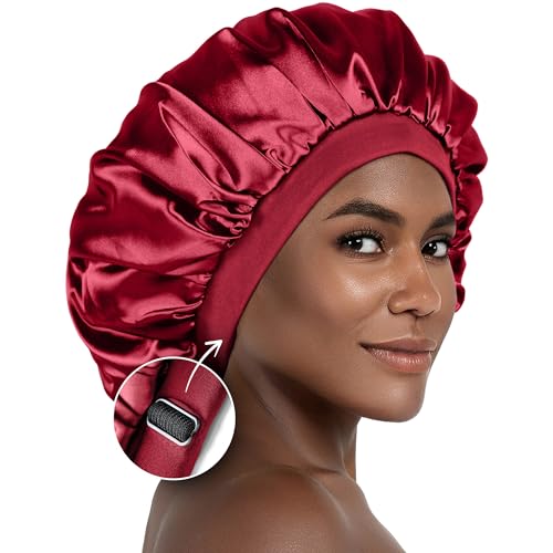 CAPLORD Double Sided Satin Bonnet for Sleeping Adjustable Silk Sleep Cap for Women and Men Reversible Hair Cover Protector for Curly Hair Straight Locs No Slip Sleep Bonnets for Women - Image 2