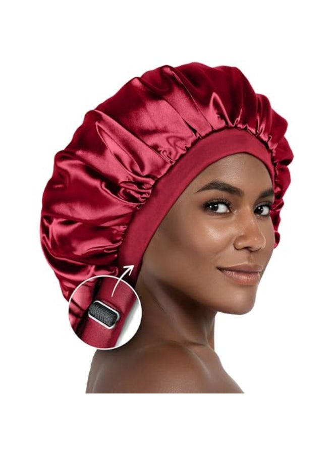 CAPLORD Double Sided Satin Bonnet for Sleeping Adjustable Silk Sleep Cap for Women and Men Reversible Hair Cover Protector for Curly Hair Straight Locs No Slip Sleep Bonnets for Women - Image 1
