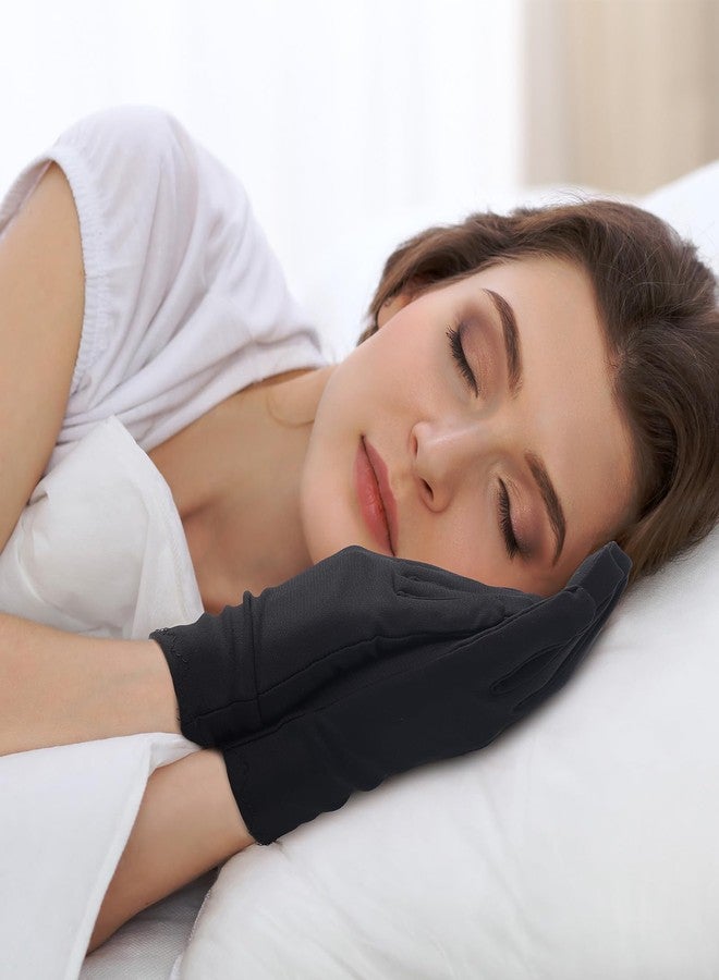 Coume قفازات كومي 6 أزواج للإكزيما من فسكوز قابلة لإعادة الاستخدام مرطبة لليدين الجافة إكزيما سبا للنساء والرجال (أسود) - Image 5