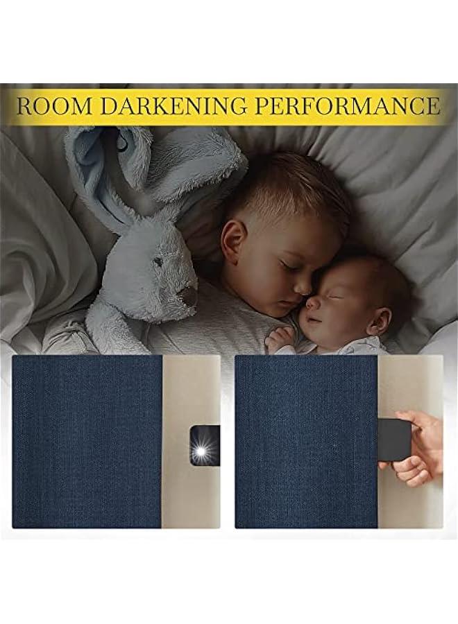 Arabest Navy Blue Curtains for Sliding Glass Door, Rod Pocket/Back Tab/Hook Belt Faux Linen Thermal Window Drape Privacy Room Divider for Kids Room/Living Room, W100 x L84, 1 Panel  - Image 5