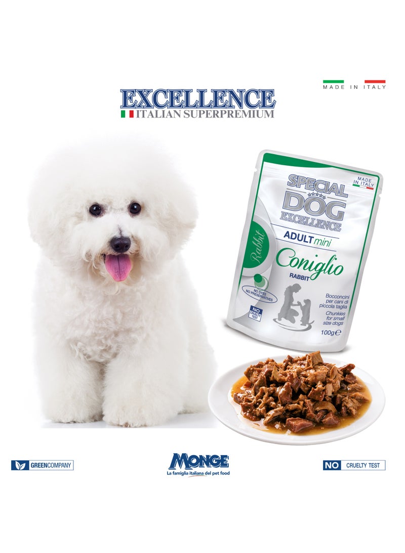 Monge Special Dog Excellence by Monge | Mini Dog Wet Food with Rabbit | Super Premium Complementary Wet Mini Dog Food | Chunkies in Pouch  - Image 2