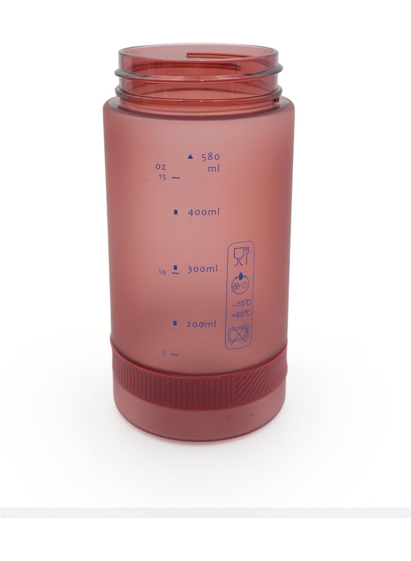 TR6 Sport Frosted Water Bottle BPA Free Leak Proof Flip Lock Lid Temp Resistant 10°C to 80°C Carry Holder Matte Finish Hydration Bottle for Fitness Office Travel School Outdoor (Red, 580 ML) - Image 2