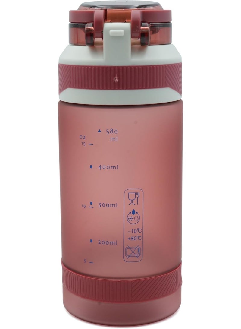 TR6 Sport Frosted Water Bottle BPA Free Leak Proof Flip Lock Lid Temp Resistant 10°C to 80°C Carry Holder Matte Finish Hydration Bottle for Fitness Office Travel School Outdoor (Red, 580 ML) - Image 1