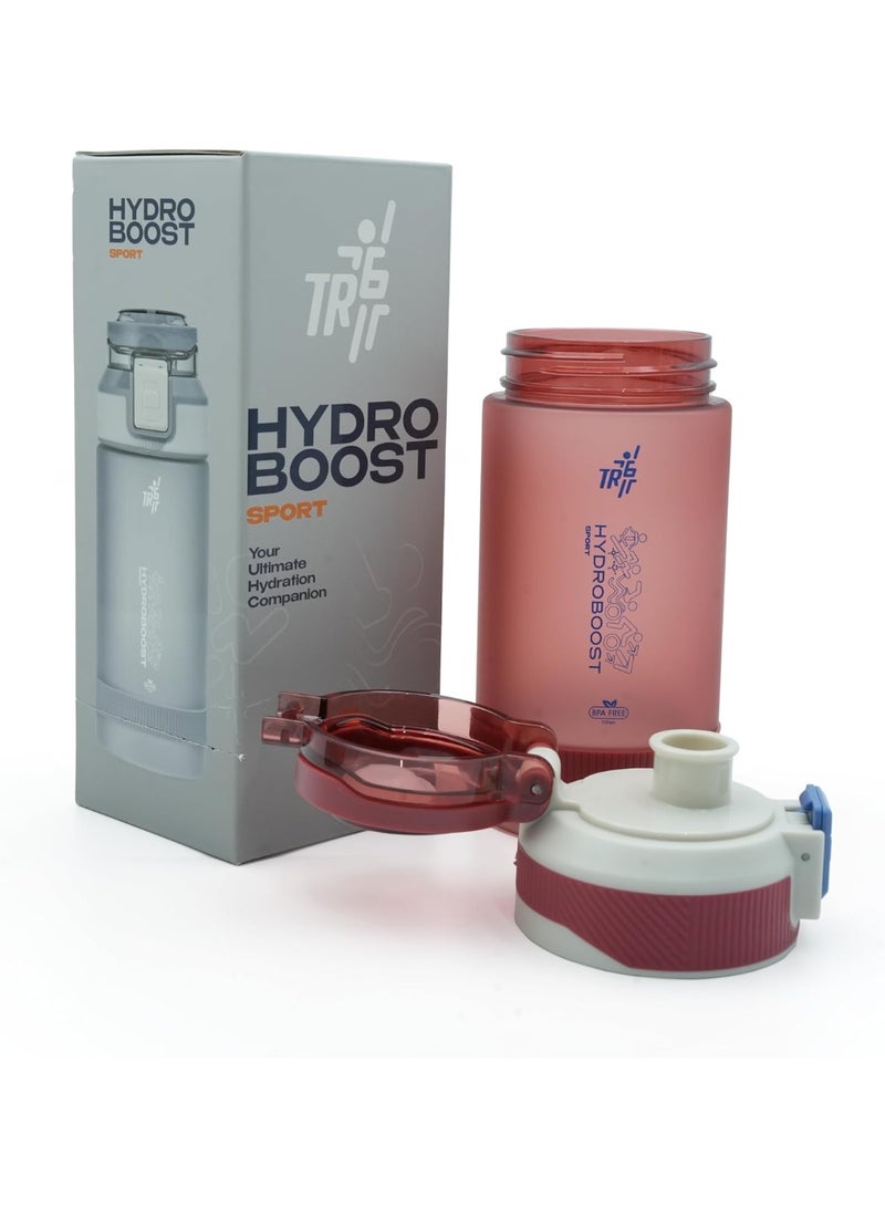 TR6 Sport Frosted Water Bottle BPA Free Leak Proof Flip Lock Lid Temp Resistant 10°C to 80°C Carry Holder Matte Finish Hydration Bottle for Fitness Office Travel School Outdoor (Red, 580 ML) - Image 4