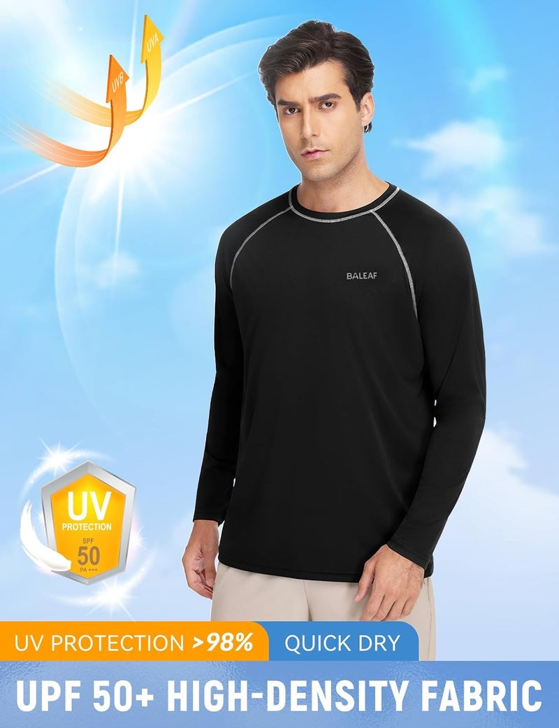 Baleaf Men's Sun Protection Shirts UV SPF UPF 50+ Long Sleeve Rash Guard Fishing Running Quick Dry Lightweight - Image 4