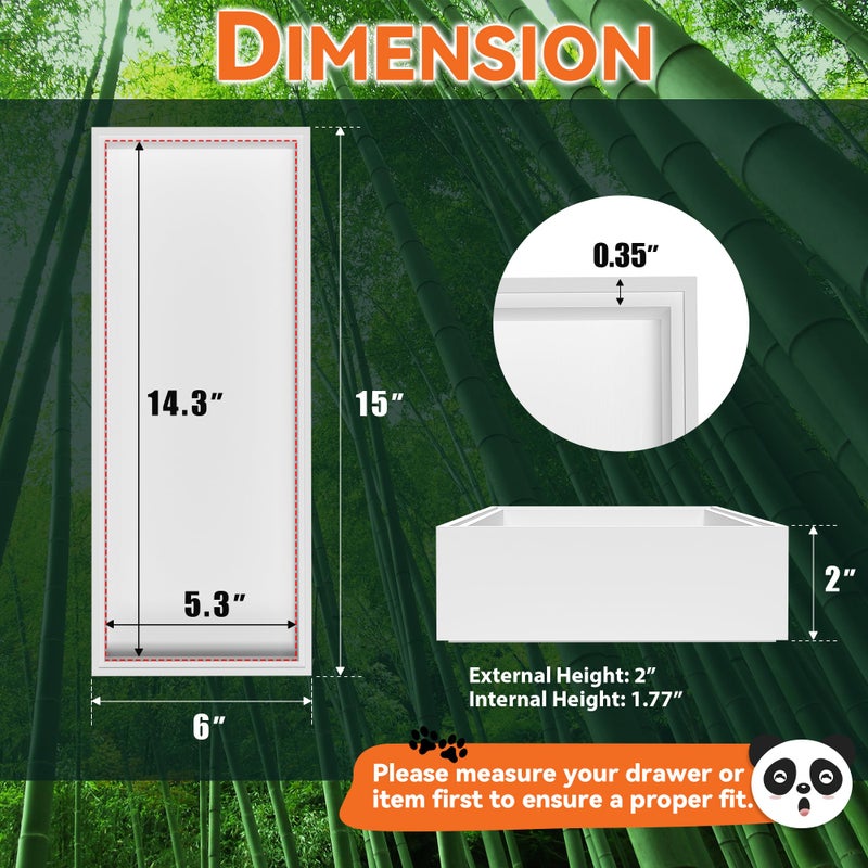 Lixple Kitchen Drawer Organizer - 2 Pack, Stackable Bamboo Drawer Organizers, Wooden Storage Box Tray for Cabinet, Pantry, Bathroom Countertop, Multi-use Organization and Storage (White) - Image 2