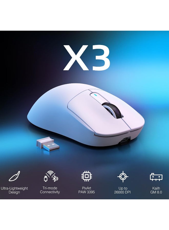هجوم القرش X3 Lightweight Wireless Gaming Mouse White - Image 2