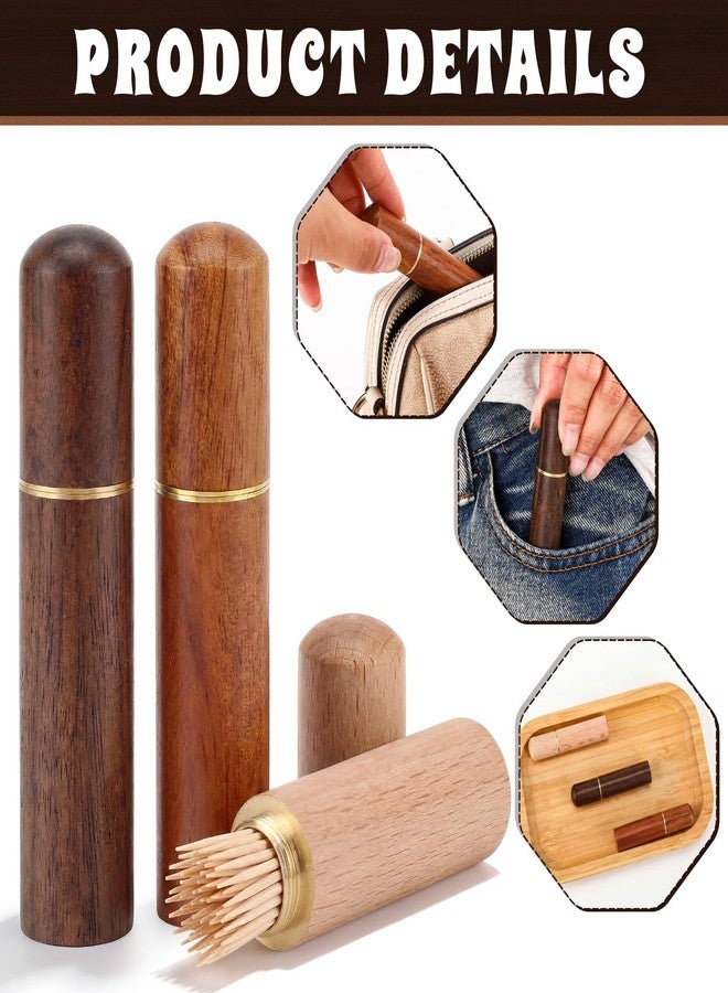 Singhoow 18 Pack Toothpick Holder Portable Wood, Mini Pocket Wooden Toothpick Holders, Portable Travel Tooth Pick Cases for Storage Toothpicks Needle Pill Bead Ear Pick Cotton Swab Women Men - Image 3