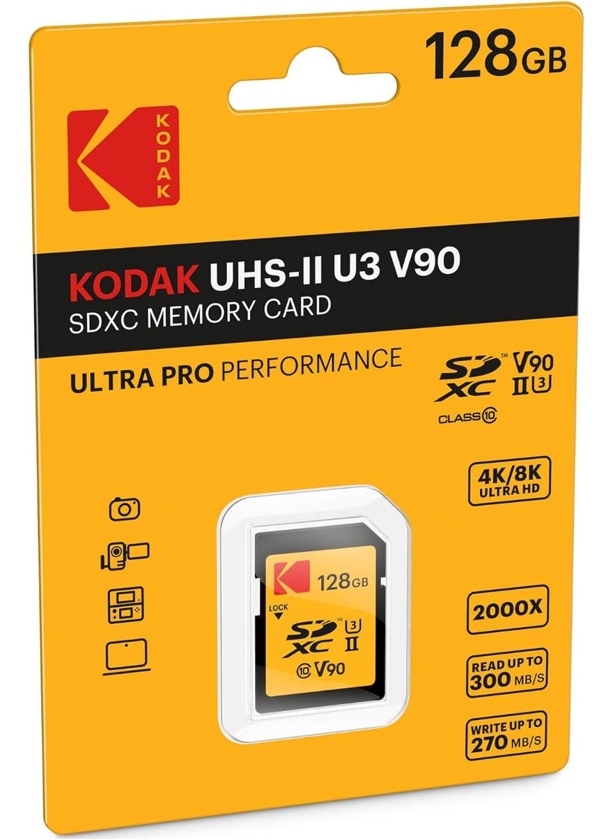 Kodak Kodak 128GB UHSII U3 V90 Ultra Pro SDXC Memory Card  Up to 3000MBs Read Speed and 270MBs Write Speed  - Image 2