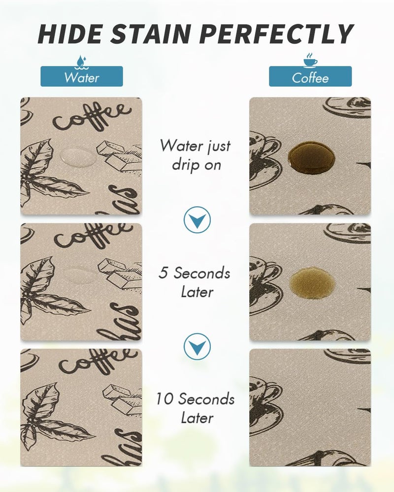 AMOAMI Coffee Mat Hide Stain Rubber Backed Absorbent Dish Drying Mat for Kitchen Counter - Fits Under Coffee Maker & Espresso Machine (12x19, Milk Tea) - Image 3