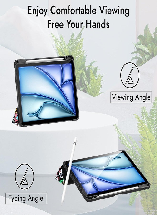 روبوستريون غطاء حماية Robustrion لجهاز iPad Air مقاس 11 بوصة، غطاء M4 / M3 / M2 / iPad Air الجيل الخامس / iPad Air الجيل الرابع، غطاء هجين مع حامل قلم رصاص لجهاز iPad Air مقاس 11 بوصة M4 / M3 / M2 / iPad Air الجيل الرابع والخامس - Hippy - Image 4