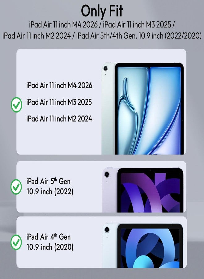 روبوستريون غطاء حماية Robustrion لجهاز iPad Air مقاس 11 بوصة، غطاء M4 / M3 / M2 / iPad Air الجيل الخامس / iPad Air الجيل الرابع، غطاء هجين مع حامل قلم رصاص لجهاز iPad Air مقاس 11 بوصة M4 / M3 / M2 / iPad Air الجيل الرابع والخامس - Hippy - Image 2