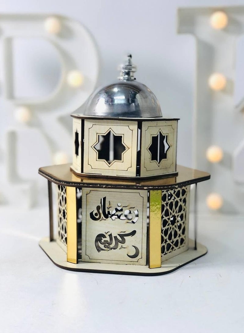 بوكس تهادوا عيد الام 5 قطع( اباجورة مصباح ليد + مبخرة قبة + عدسة مكبرة +مروحة يدوية + وردة في قبه زجاجية )  - Image 4