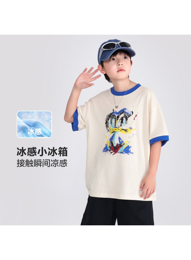 Boys' Summer Clothing Korean Style Cartoon Graffiti Short-sleeved T-shirt  New Style Kidsren's Boys Summer Half-sleeved Ice-sense Top