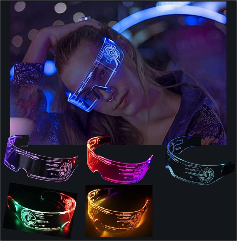 Fency LED Light Up Glasses, LED Visor, Luminous, Cyberpunk Futuristic Cosplay Glasses for Adults - Image 2