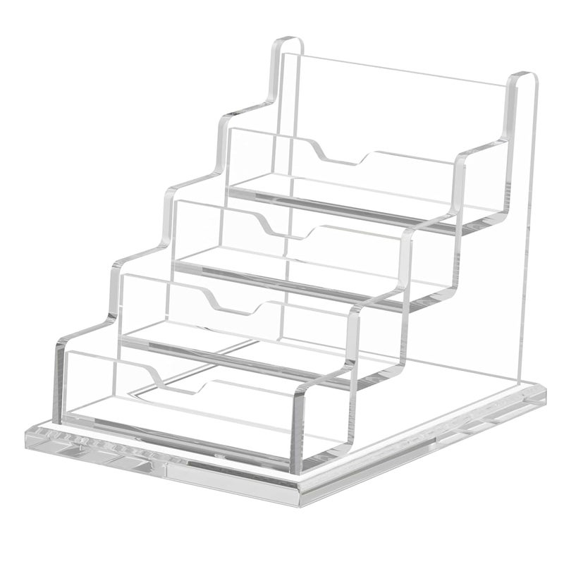 DAHSHA 4 - Tier Premium Acrylic Transparent Crystal-Clear Visiting Business Card Holder/Display Stand Desk Organizer For Office Table, 10.3 X 6.9 X 13 cm - Image 1