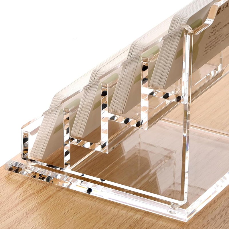 DAHSHA 4 - Tier Premium Acrylic Transparent Crystal-Clear Visiting Business Card Holder/Display Stand Desk Organizer For Office Table, 10.3 X 6.9 X 13 cm - Image 4