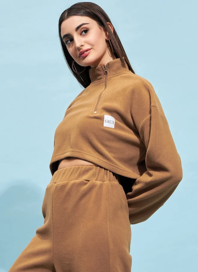 STREET 9 High Neck Crop Sweatshirt for Women