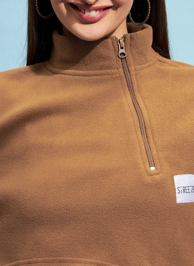 STREET 9 High Neck Crop Sweatshirt for Women