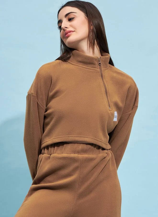 STREET 9 High Neck Crop Sweatshirt for Women