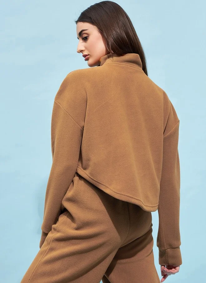 STREET 9 High Neck Crop Sweatshirt for Women