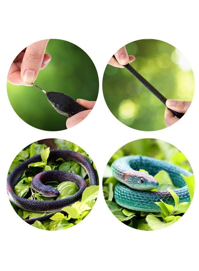 Blulu 3 Pieces Large Rubber Snakes Realistic Fake Snake Toys For Garden Props To Keep Birds Away Pranks Halloween Decoration (Classic Style) - Image 4