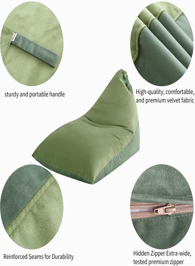 Nobildonna Stuffed Animal Storage Bean Bag Chair Cover for Kids (No Filler), 400L Extra Large Premium Velvet Lazy Sofa Cover, Washable Ultra Soft Triangular Bean Bag Chair Cover (Green) - Image 4