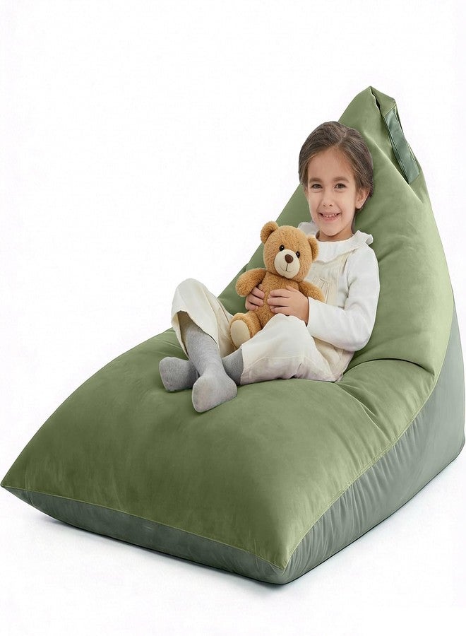 Nobildonna Stuffed Animal Storage Bean Bag Chair Cover for Kids (No Filler), 400L Extra Large Premium Velvet Lazy Sofa Cover, Washable Ultra Soft Triangular Bean Bag Chair Cover (Green) - Image 1