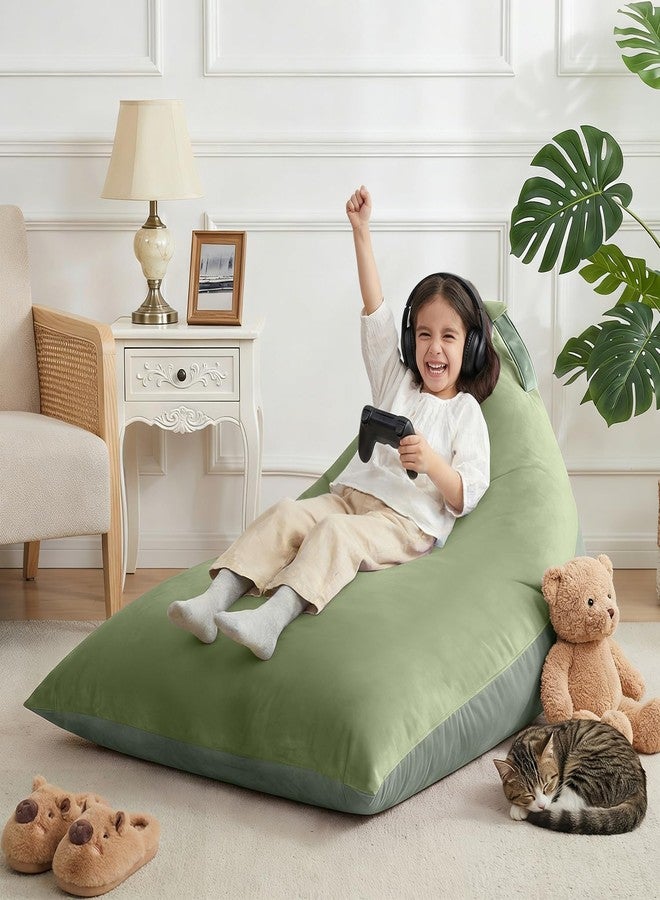 Nobildonna Stuffed Animal Storage Bean Bag Chair Cover for Kids (No Filler), 400L Extra Large Premium Velvet Lazy Sofa Cover, Washable Ultra Soft Triangular Bean Bag Chair Cover (Green) - Image 3