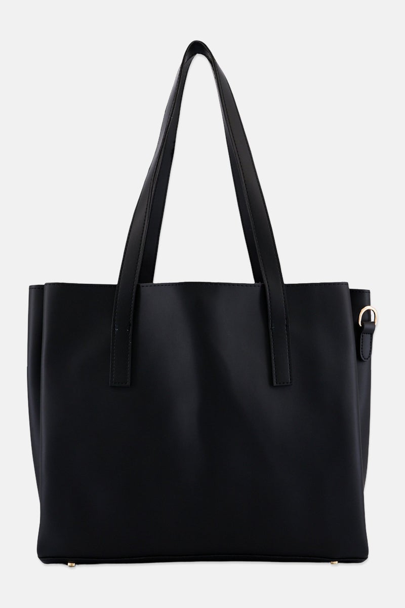 Lucky Bees Women Brand Logo Tote Bag, Black - Image 3