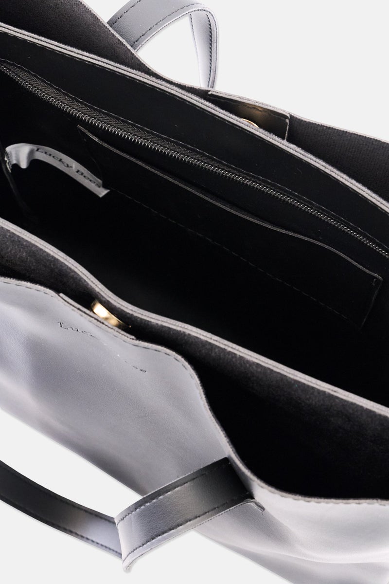 Lucky Bees Women Brand Logo Tote Bag, Black - Image 4