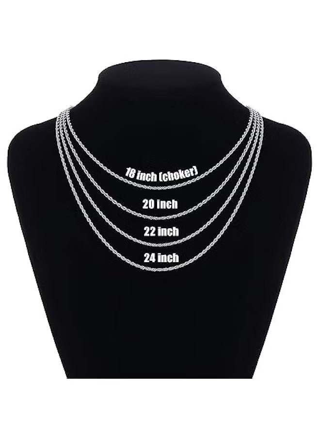 3mm Rope Chain Necklace for Men, Silver Tone Mens Chain Necklace, Stainless Steel Necklace Chain for Men Women - Image 5