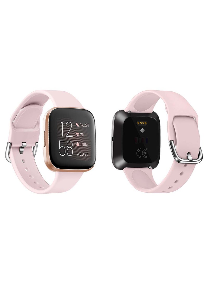 Perfii Official Solid Silicon Replacement Band For Fitbit Versa 2/1/Lite/SE Pink Sand