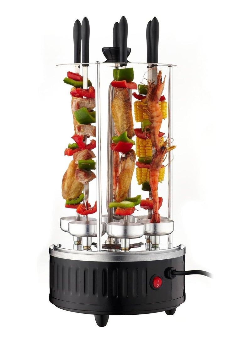 DubaiGallery Stainless steel heating tube 360-degree automatic rotating skewer barbecue machine barbecue oven spiral family gathering 6 long skewers - Image 4