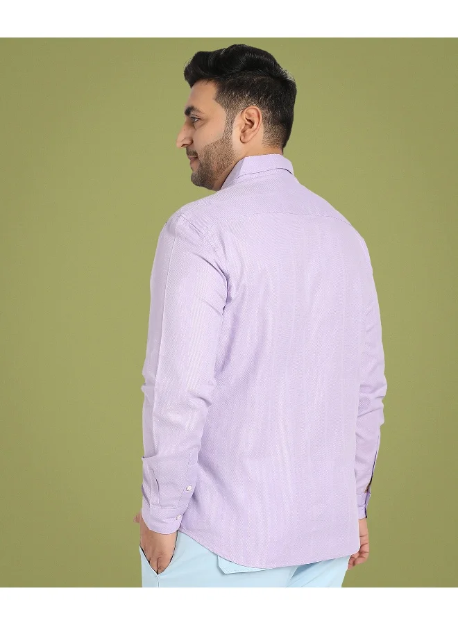 Instafab Plus Men's Lavender Self-Design Striped Shirt